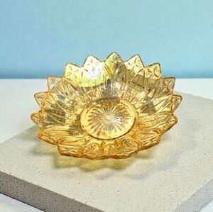 Vintage Amber Federal Glass Starburst Sunflower bowl